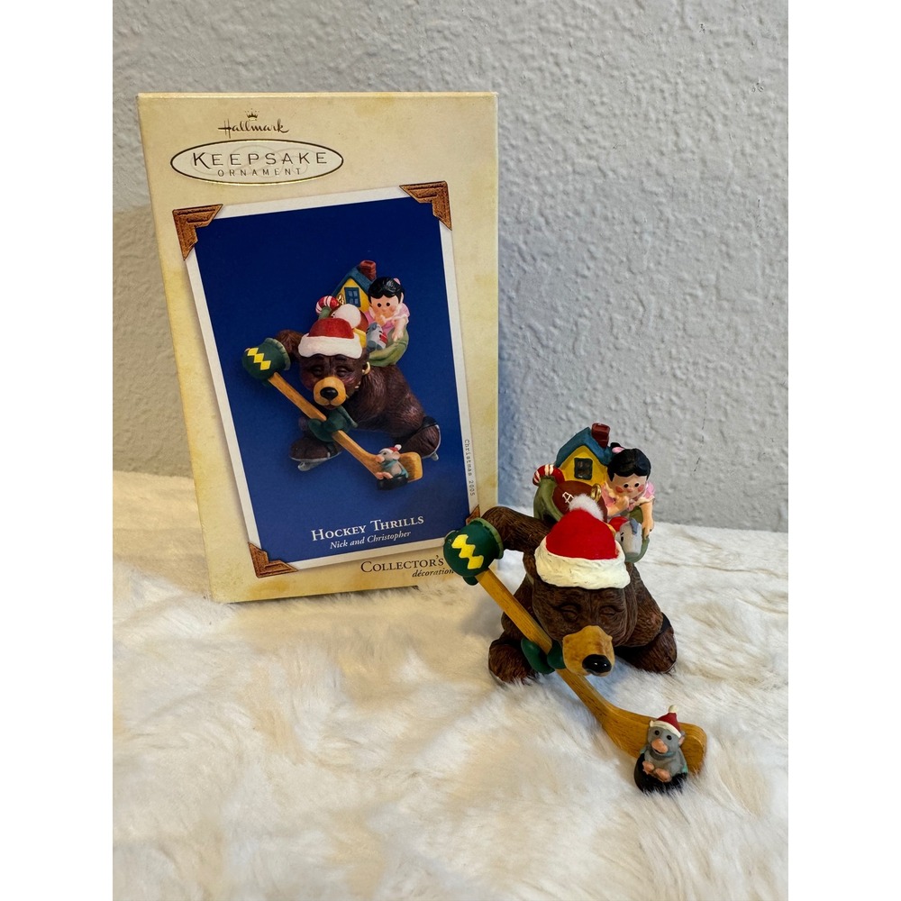 Hallmark Keepsake 2005 Hockey Thrills Nick and Christopher Ornament Bear